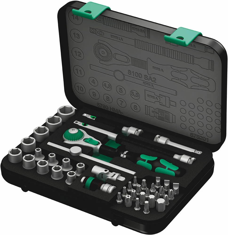Wera 8100 SA 2 Jeu Cliquet Zyklop Speed à Carré 1/4" Métrique 3 Wera 8100 SA 2 Jeu Cliquet Zyklop Speed à Carré 1/4" Métrique