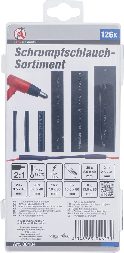 BGS Technic Kraftmann - Assortiment De Gaines Thermorétractables 126 Pièces 5 BGS Technic Kraftmann - Assortiment De Gaines Thermorétractables 126 Pièces – Image 3